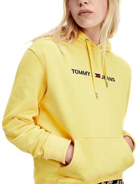 Sweat Tommy Jeans Linear Amarelo para Mulher