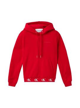 Sweat Calvin Klein Logo Trim Vermelho para Mulher