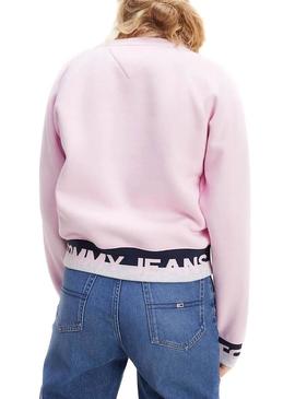 Sweat Tommy Jeans Branded Hem Rosa para Mulher