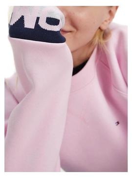 Sweat Tommy Jeans Branded Hem Rosa para Mulher