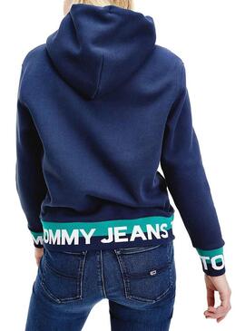 Sweat Tommy Jeans Branded Hem Azul Marinho para Mulher