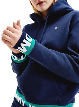 Sweat Tommy Jeans Branded Hem Azul Marinho para Mulher