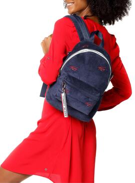 Mochila Tommy Jeans Mini Backpack Cord Azul Marinho