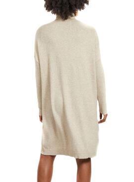 Vestido Vila Viril Rollneck Beige para Mulher