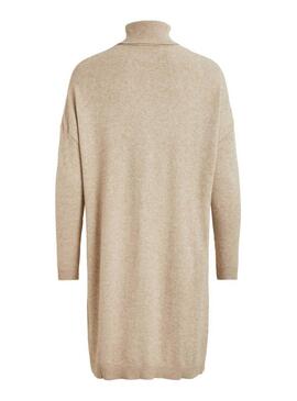 Vestido Vila Viril Rollneck Beige para Mulher