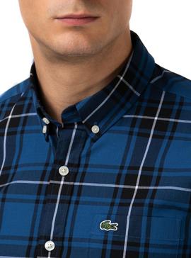 Camisa Lacoste Popelin Azul para Homem