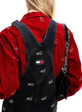Vestido Tommy Jeans Dungaree Preto para Mulher