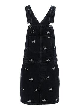 Vestido Tommy Jeans Dungaree Preto para Mulher
