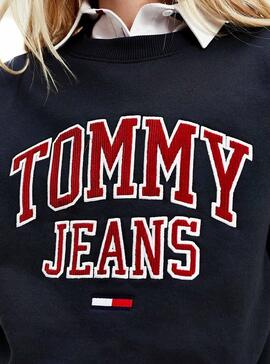 Sweat Tommy Jeans Collegiate Preto para Mulher