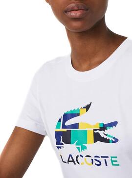 T-Shirt Lacoste Sport Block Croc Branco Mulher