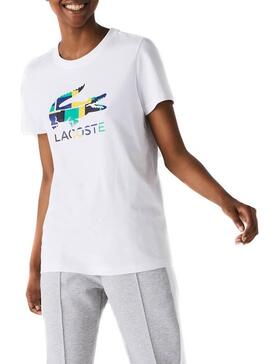 T-Shirt Lacoste Sport Block Croc Branco Mulher