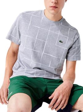 T-Shirt Lacoste Sport Grafic Cinza para Homem