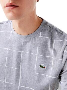 T-Shirt Lacoste Sport Grafic Cinza para Homem