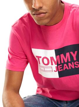 T-Shirt Tommy Jeans Essential Split Fúcsia