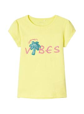 T-Shirt Name It Hapina Amarelo para Menina