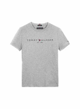 T-Shirt Tommy Hilfiger Essencial Logo Cinza Menino