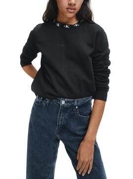 Sweat Calvin Klein Jeans Trim Preto para Mulher