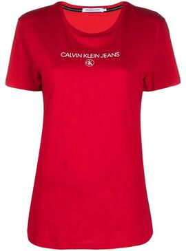T-Shirt Calvin Klein Round Vermelho para Mulher