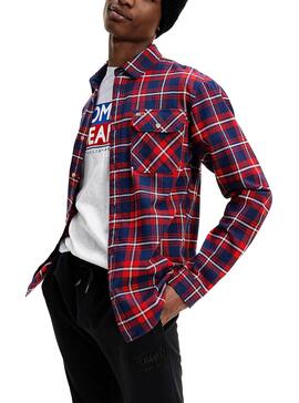 Camisa Tommy Jeans Flannel Vermelho para Homem