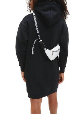 Vestido Calvin Klein Logo Hoodie Preto para Mulher