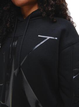Vestido Calvin Klein Logo Hoodie Preto para Mulher