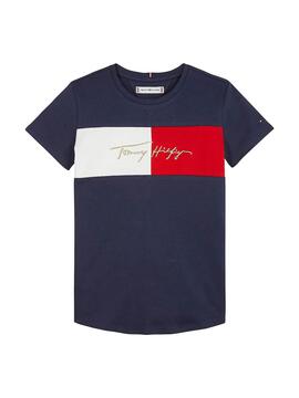 T-Shirt Tommy Hilfiger Icon Azul Marinho para Menina