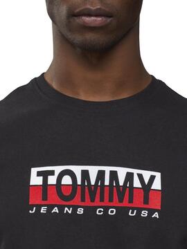 T-Shirt Tommy Jeans Contrast Preto para Homem