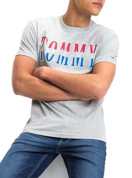 T-Shirt Tommy Jeans Split Logo Cinza