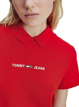 Vestido Tommy Jeans Essential Polo Vermelho para Mulher