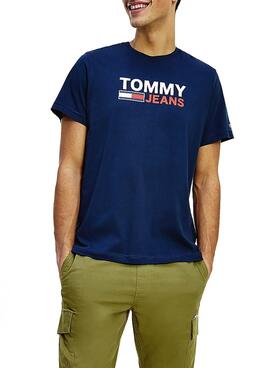 T-Shirt Tommy Jeans Corp Logo Azul Marinho para Homem