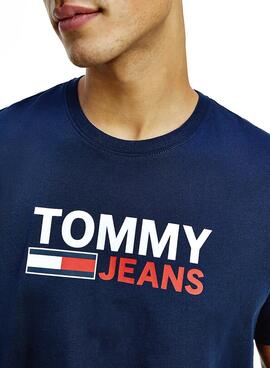 T-Shirt Tommy Jeans Corp Logo Azul Marinho para Homem