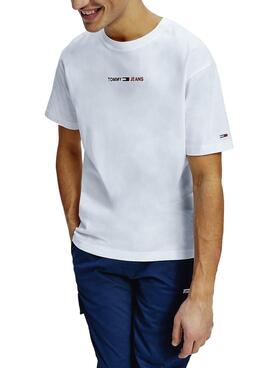 T-Shirt Tommy Jeans Linear Logo Branco Homem