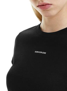T-Shirt Calvin Klein Micro Crop Preto para Mulher