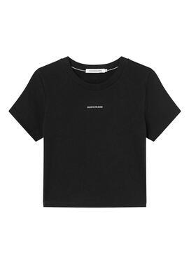 T-Shirt Calvin Klein Micro Crop Preto para Mulher