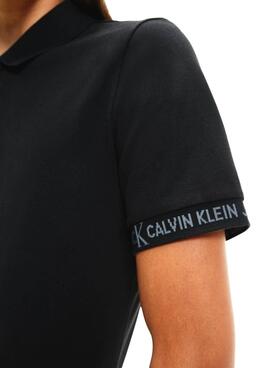 Polo Calvin Klein Logo Jacquard Preto para Homem