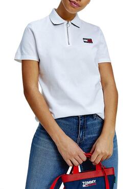 Polo Tommy Jeans Badge Branco para Mulher