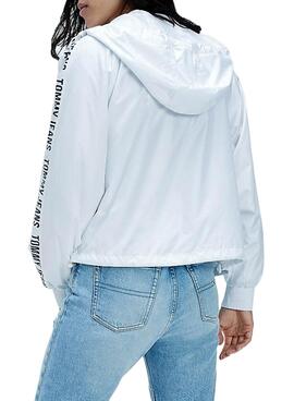 Casaca Jeans Tommy Tape Sleeve Branco Mulher