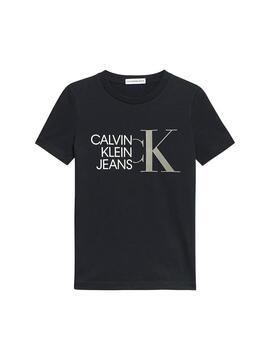 T-Shirt Calvin Klein Hybrid Logo Preto para Menino