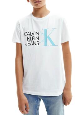 T-Shirt Calvin Klein Hybrid Logo Branco para Menino