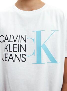 T-Shirt Calvin Klein Hybrid Logo Branco para Menino