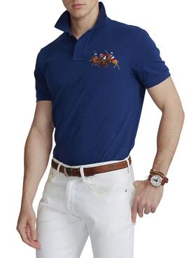 Polo Polo Ralph Lauren Cavalo Triplo Azul Homem