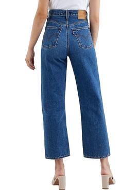 Jeans Levis Ribcage Straight Azul Mulher