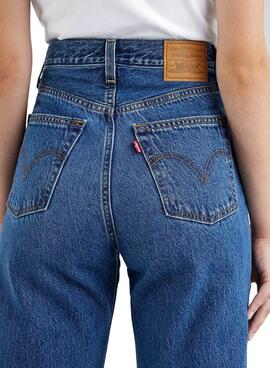 Jeans Levis Ribcage Straight Azul Mulher