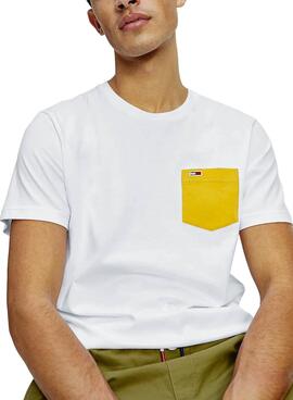 T-Shirt Tommy Jeans Contrast Pocket Branco Homem