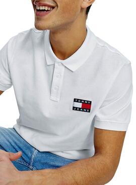Polo Tommy Jeans Badge Branco para Homem
