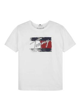 T-Shirt Tommy Hilfiger Flag Print Branco Menina