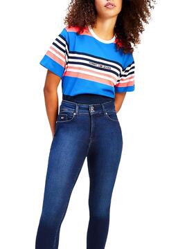 T-Shirt Tommy Jeans Boxy Crop Azul para Mulher