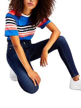 T-Shirt Tommy Jeans Boxy Crop Azul para Mulher