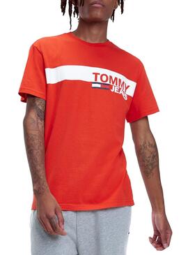 T-Shirt Tommy Jeans Essential Box Logo Vermelho