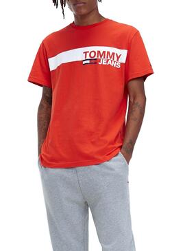 T-Shirt Tommy Jeans Essential Box Logo Vermelho